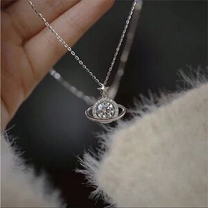 S925 Sterling Silver Romantic Star Necklace With Sparkling Zirconia Stones